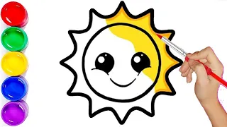 How to draw cute sun for kids step by step | 子供たちのためにかわいい太陽を一歩ずつ描く方法 | 아이들을위한 귀여운 태양을 단계별로 그리는 방법