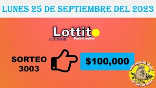 RESULTADO LOTTO SORTEO #3003 DEL LUNES 25 DE SEPTIEMBRE DEL 2023 /LOTERÍA DE ECUADOR/