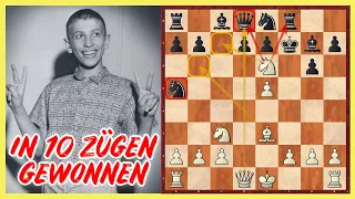 Bobby Fischer ZERSTÖRT Großmeister in 10 Zügen || Robert James Fischer vs. Samuel Reshevsky