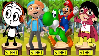 Tag with Ryan vs Super Mario Bros Run vs Blippi World Adventure  - Red Titan vs Yoshi Gameplay Mod