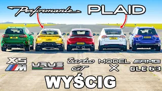 Model X PLAID v Urus Perf v Turbo GT v X5M v GLE 63: WYŚCIG