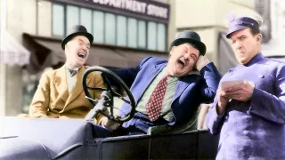 Laurel and Hardy Leave them Laughing (1928) in Color! Best Comedy Scenes from film!