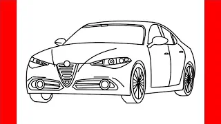 How To Draw Alfa Romeo Car Front Side View - Step By Step Drawing