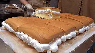 대왕카스테라 Cream Bomb! Giant Sponge Cake Making and Cutting - Korean Bakery