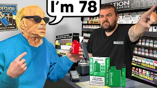 Buying Vapes With Old Man Mask