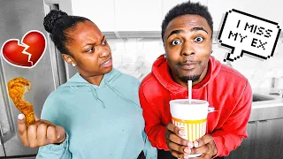 TELLING MY GF “I MISS MY EX” DURING A MUKBANG! *PRANK* 😳