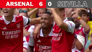 Arsenal vs Sevilla 6-0 All Goals - Gabriel Jesus Hattrick