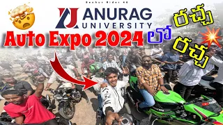 Anurag college | Auto expo 2024  lo Rach Rach | Telugu motovlogs@pareshanboys @benhurrider46