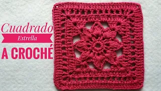 Cómo tejer cuadrado estrella a croché paso a paso/Granny square crochet tutorial/Cuadrado ganchillo