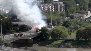 Bristol Flyover Large truck fire.