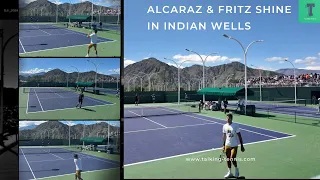 Carlos Alcaraz & Taylor Fritz Indian Wells 2024 Practice - Court Level View