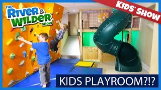 KIDS PLAYROOM WITH INDOOR SLIDE AND CLIMBING WALL | KIDS TV