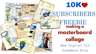 ♥️10.000 SUBSCRIBERS FREEBIE ♥️- LET'S MAKE A MASTERBOARD - NEW DIGITAL KIT "EPHEMERA BLUE"