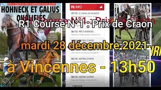 Pronostic quinté+ pmu khalid-Turf TV-100 % mardi 28 décembre 2021 R1 Course N°1 à Vincennes