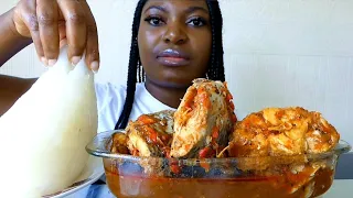 Asmr Mukbang extra spicy fish pepper soup with fufu