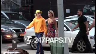 (Exclusive) JUSTIN BIEBER AND HAILEY BALDWIN LOOK LOVED UP AS THEY HOLD HANDS IN NYC