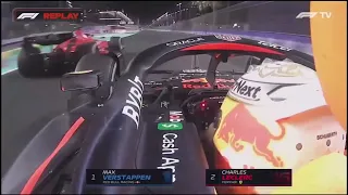 Max Verstappen vs Charles leclerc battle it out in 2022 saudi arabia gp for p1