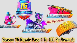 PUBG MOBILE SEASON 16 ROYALE PASS 1 TO 100 RP REWARDS | 1 TO 100 RP SEASON 16 | 100 RP OUTFIT S16