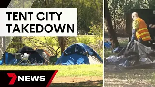Council workers take tents from homeless Adelaide locals | 7 News Australia