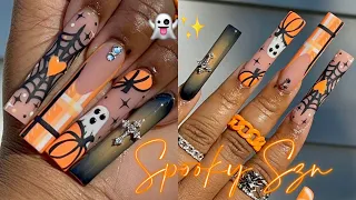 ORANGE HALLOWEEN NAIL FREESTYLE 🧡👻✨ | ANSWERING Q&A QUESTIONS ✨| FULL NAIL TUTORIAL