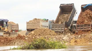 Extreme Unloading Dirt Dump Trucks | Power Bulldozers Pushing Dirt for new Building