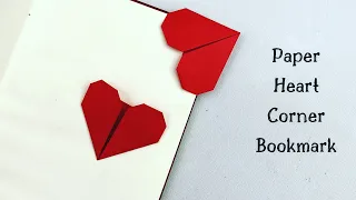 DIY easy paper heart corner bookmark!! Paper Craft / Origami Bookmark (1 minute video) / shorts