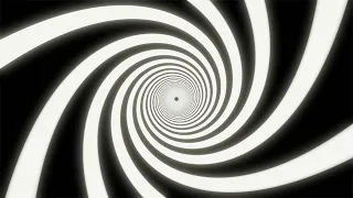 Black and white spiral. Rotation relative to the center. Black background. Video Loop