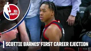 Scottie Barnes' late ejection had Nick Nurse FUMING in Denver 👀 | NBA on ESPN