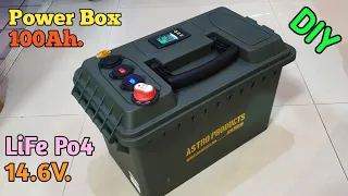 DIY  แบตเตอรี่สำหรับเดินทางไป แค้มปิ้ง   POWER BOX LifePo4 100AH.