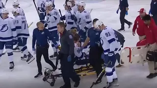 Mikhail Sergachev Stretchered Off Ice After Hit On Lafreniere