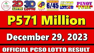 Lotto Result Today 9pm December 29 2023 6/58 6/45 4D Swertres Ez2 PCSO