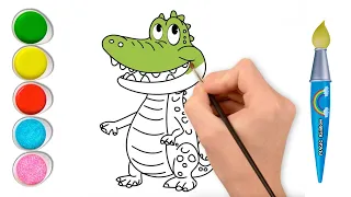 Crocodile Drawing, Painting and Coloring for Kids & Toddlers | Drawing Basics  🌈