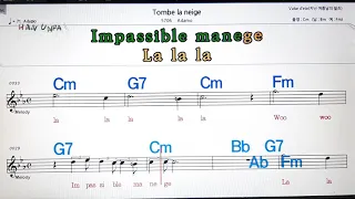 Tombe la neige/Adamo💋노래방, 가라오케,코드 큰 악보, 반주, 가사, , 💖Karaoke, Sheet Music, Chord, MR