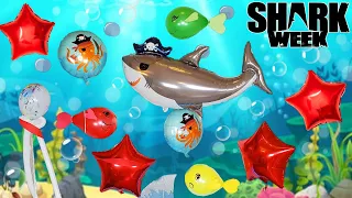 Giant Shark BALLOON Party! Inflating Our Helium Balloons For Shark Week 2020 BONUS POPPING #balloons