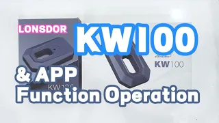 Lonsdor KW100: KW100 & APP Function Operation