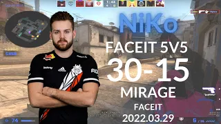 NiKo CSGO POV (30-15) (MIRAGE) @ FACEIT 5V5 RANKED 2022.03.29