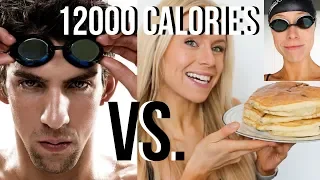 I Did Michael Phelps 12,000 CALORIE DIET & Workout | GIRL vs. OLYMPIAN | Keltie O'Connor