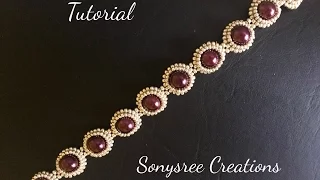 DIY pearl beaded bracelet(simple and elegant) square Stitch 🍒