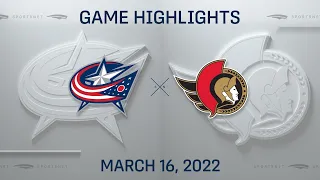 NHL Highlights | Blue Jackets vs. Senators - Mar 16, 2022