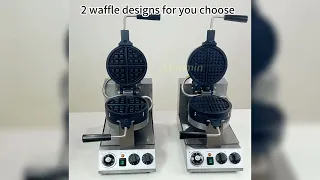 Double Flip Belgian Waffle Iron Rotated 2 Layer Round Waffle Maker Machine