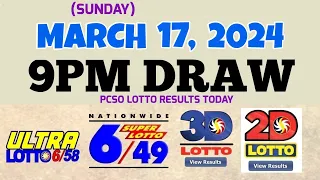 Lotto Result Today 9pm draw March 17, 2024 6/58 6/49 Swertres Ez2 PCSO#lotto