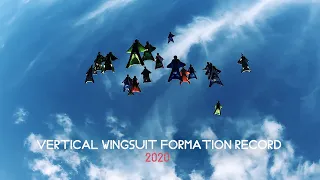 Vertical wingsuit formation record 18-way 2020