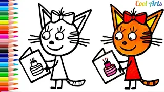 ТРИ КОТА мультик | Как нарисовать Карамельку | Kid-E-Cats | How to draw a little cat - girl