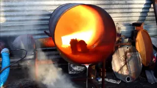 Large Scrapping Furnace for aluminium melting, waste oil fueled