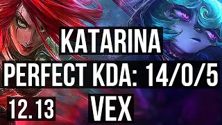 KATARINA vs VEX (MID) | 14/0/5, Legendary, 1.3M mastery, 400+ games | EUW Diamond | 12.13