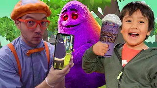 Blippi Wonders Plays with Real Life Grimace Shake in Tag with Ryan!