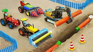 Diy tractor mini Bulldozer to making concrete road | Construction Vehicles, Road Roller #3