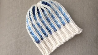 How to Loom Knit a Bicolor Brioche Stitch Hat (DIY Tutorial)