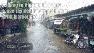 🇮🇩 WALKING IN THE RAIN in a very DENSE RESIDENTIAL area still in a large market area