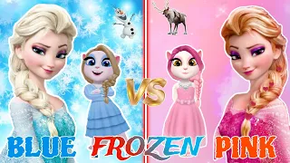 My Talking Angela 2 || Frozen❄️ Blue Elsa💙 vS Pink Elsa💖 || cosplay